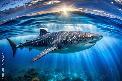 Majestic Whale Shark in Crystal Clear Ocean - Underwater Wildlife Photography