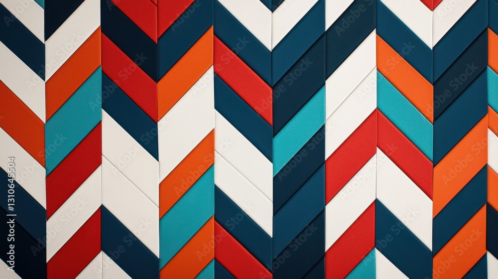 Vibrant Wall Display Featuring Bold Red White and Blue Geometric Patterns