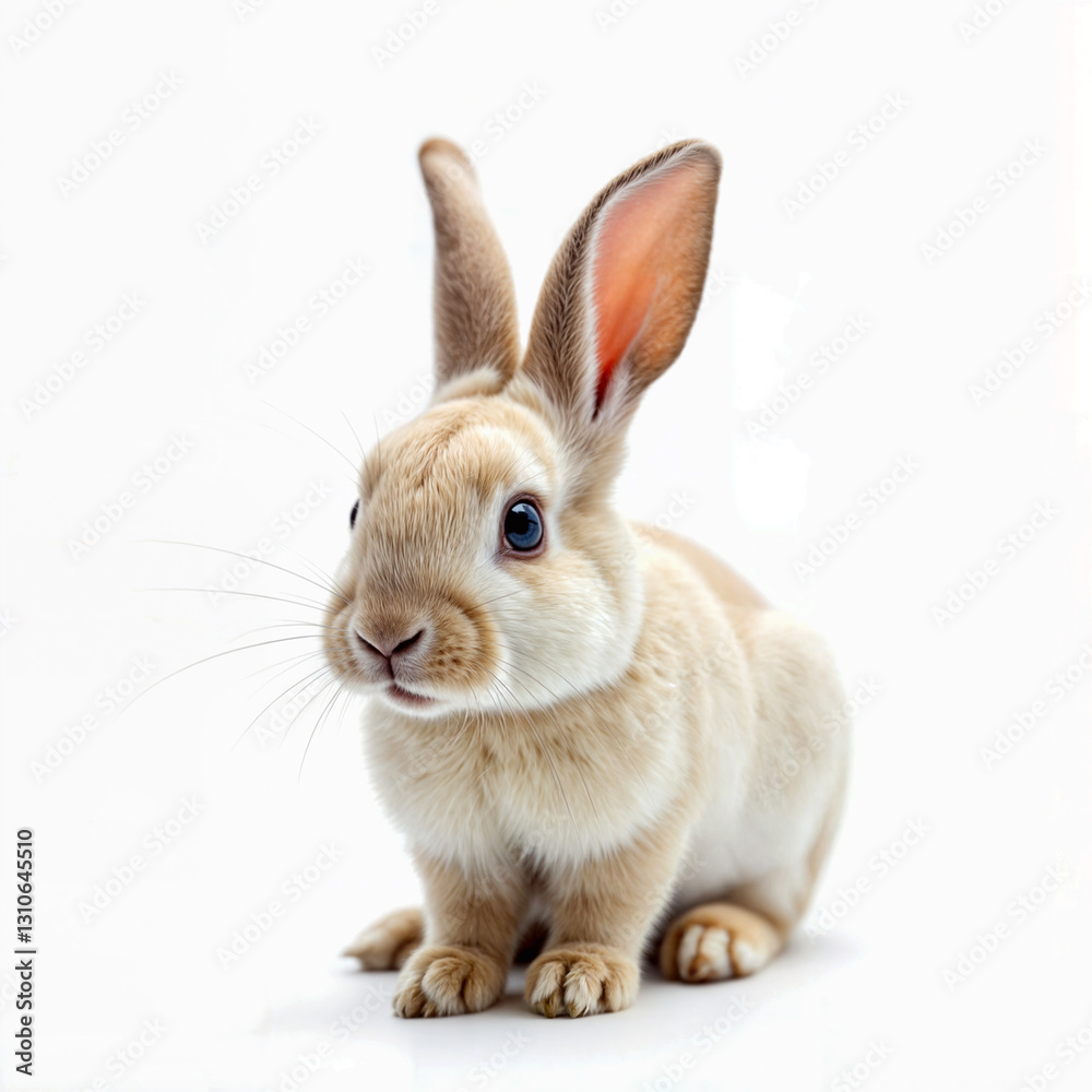 Fototapeta premium Adorable White Rabbit on White