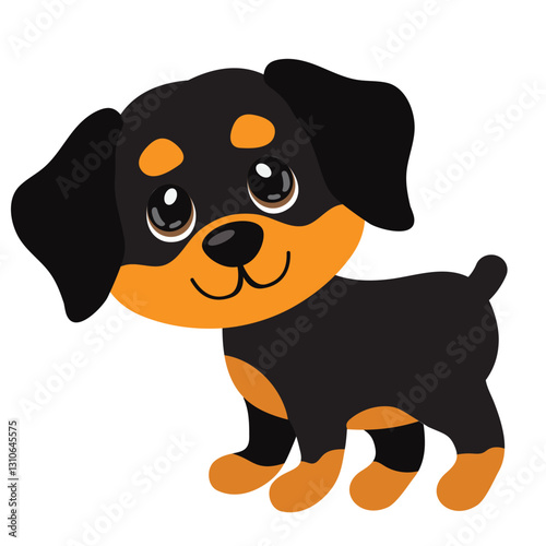 Cute Rottweiler puppy  dog vector cartoon illustration