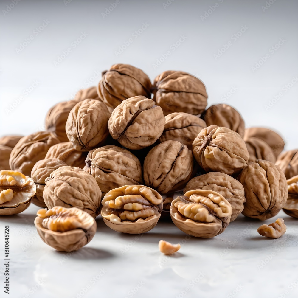 Pile of Walnuts on Marble Surface Pile of Walnuts on Marble Surface