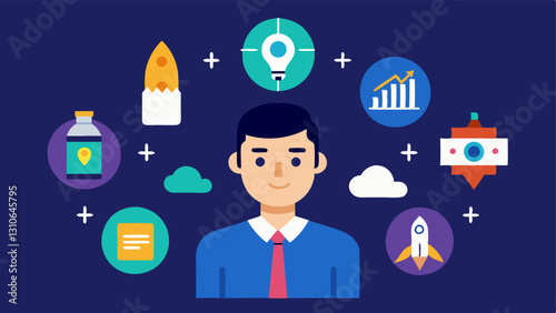 Investor Portfolio An illustration of a diversified portfolio with icons representing different startups showcasing how venture capitalists spread risk across various investments.