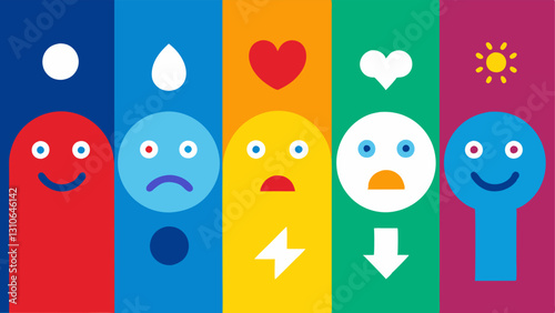 These illustrations can be used to convey how each color may evoke a specific emotional reaction or psychological state.