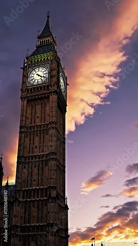 big ben at sunset, A stunning view of Big Ben and the London skyline during a breathtaking sunset. 