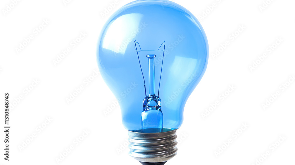 Blue light bulb with a luminous glow against a white isolate background. Blue light bulb with a luminous glow against a white isolate background.
