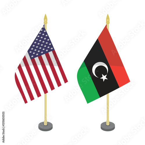 United states America Libya  flagpole table vector design