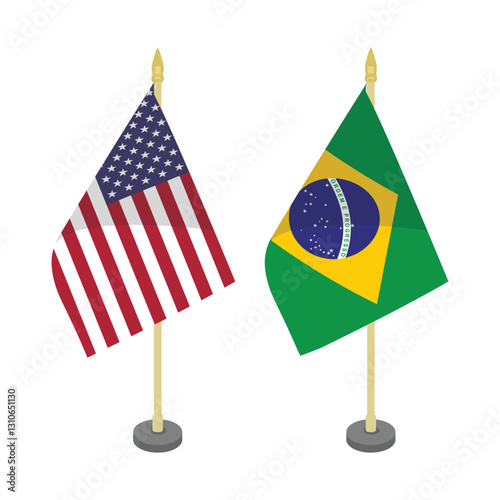 United states America Brazil  flagpole table vector design
