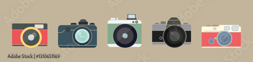 set of cameras flat vector design 
