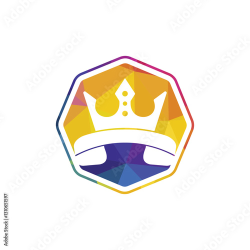 King call vector logo design. Handset and crown icon design.