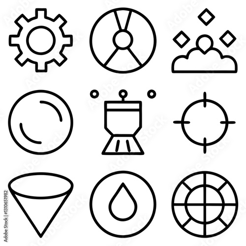 set of outline values icon, vector, illustration. business icons