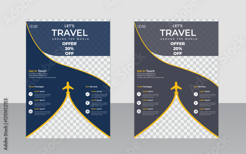 Modern Minimalist Travel Flyer Design Template with Organic Shapes – Stylish Tourism Brochure, Vacation Promotion, and Holiday Advertisement Layout