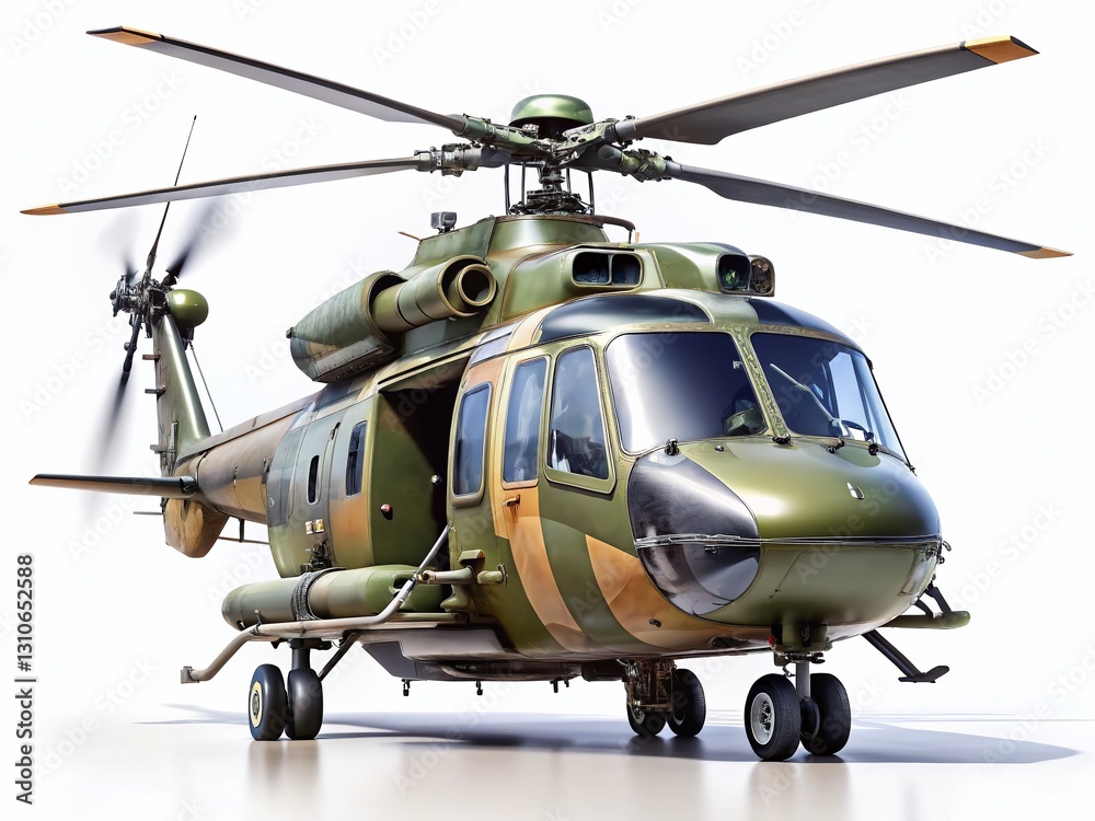 Military Helicopter Isolated on White Background - Stock Photo Military Helicopter Isolated on White Background - Stock Photo
