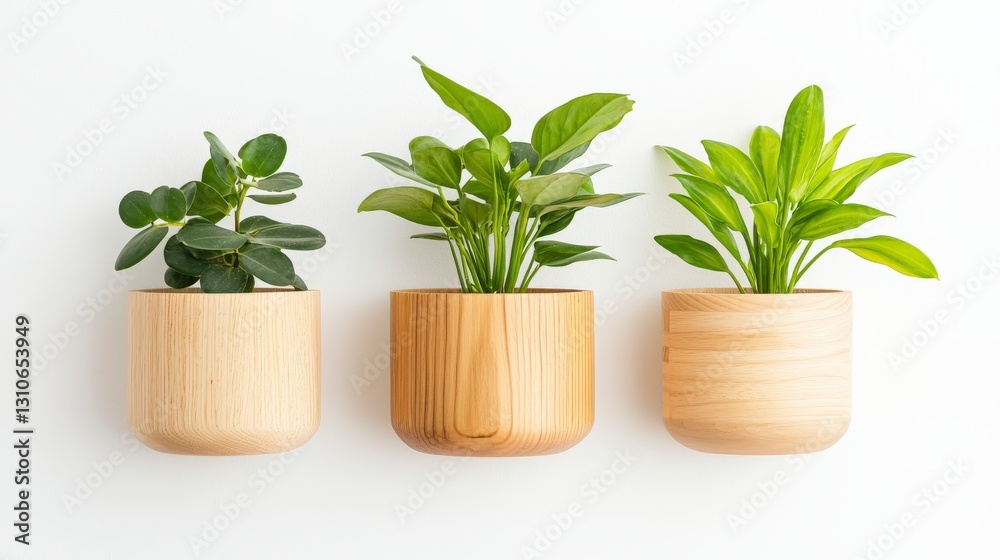 Fototapeta premium Handcrafted Minimalist Wall Planters with Green Plants
