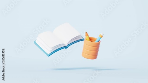 3d rendering cartoon style books animation