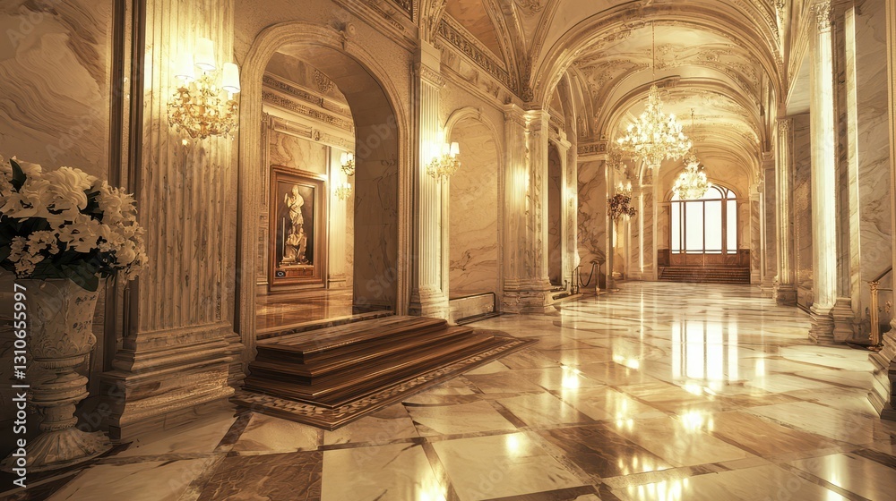 Obraz premium Elegant Classic Marble Interior with Ornate Details and Historic Charm
