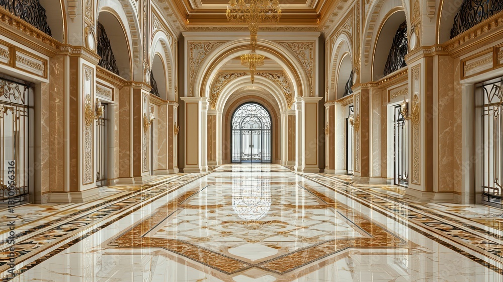 Fototapeta premium Stunning Classical Marble Interior with Intricate Mosaic Design