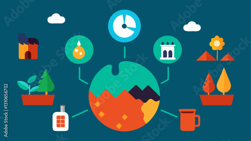 These descriptions aim to visually convey the concept of environmental degradation through various scenarios and symbols.