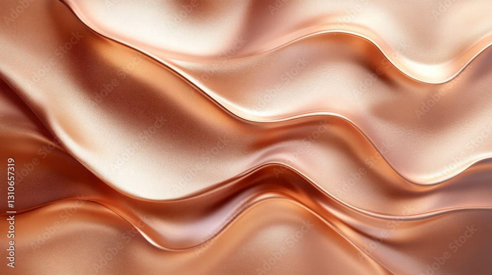 Fototapeta premium Soft flowing fabric waves in a beautiful copper bronze color
