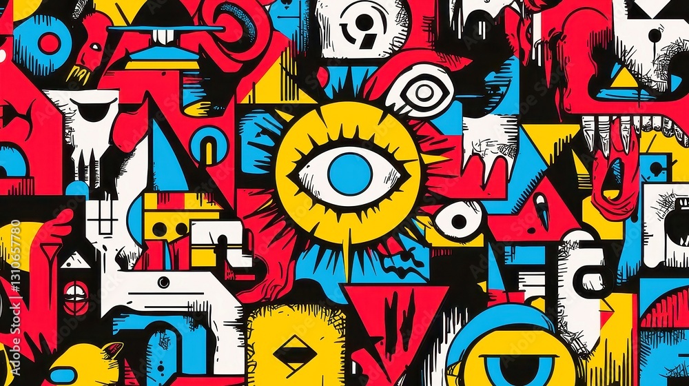 Fototapeta premium Slavic Sun Symbol Vector Design, bold black outlines, simple solid colors, geometric style, ancient mystical motifs for folklore-inspired art, cool neon-lit color palette