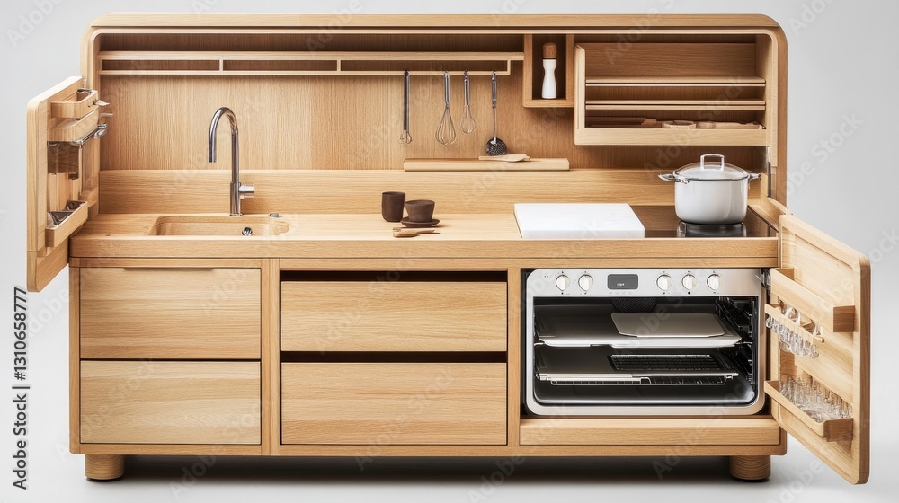 Compact urban kitchen with minimalist design, space-saving cabinets, and a neutral palette. Compact urban kitchen with minimalist design, space-saving cabinets, and a neutral palette.