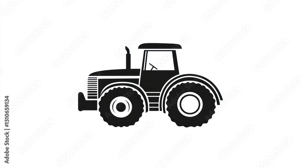 Obraz premium Silhouetted Tractor Side View