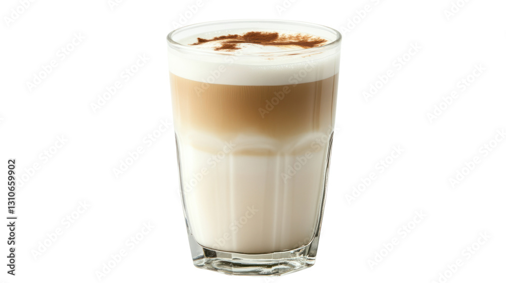 Delicious latte in a clear glass, topped with frothy milk and cocoa powder, perfect for coffee enthusiasts. Delicious latte in a clear glass, topped with frothy milk and cocoa powder, perfect for coffee enthusiasts.