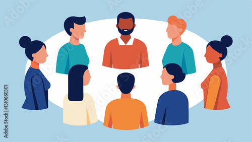 Supportive Colleagues A group of diverse employees gathered together in a circle actively listening and supporting a colleague who is sharing their experience.