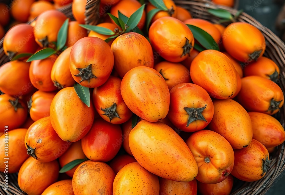 Pile of ripe mangoes, vibrant orange hues, overflowing basket, organic, stall Pile of ripe mangoes, vibrant orange hues, overflowing basket, organic, stall