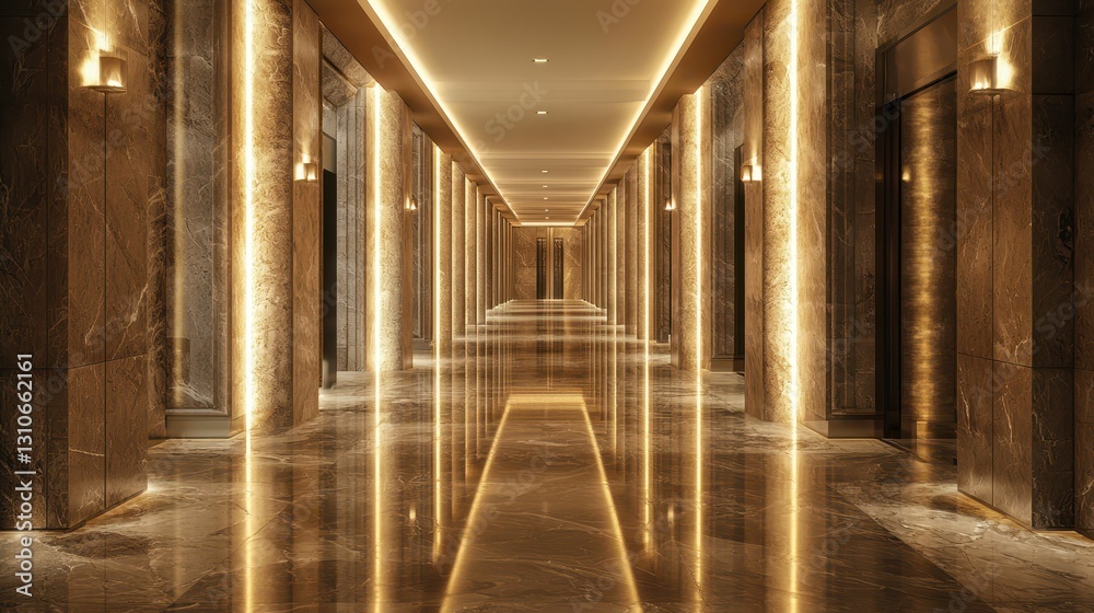 Dramatic Architectural Corridor with Elegant Lighting and Design