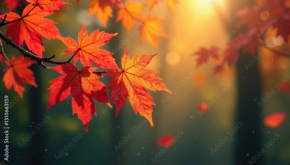 Autumn branch with vibrant colored leaves, branches stretching upwards in the air , foliage, tree, colorful Autumn branch with vibrant colored leaves, branches stretching upwards in the air , foliage, tree, colorful