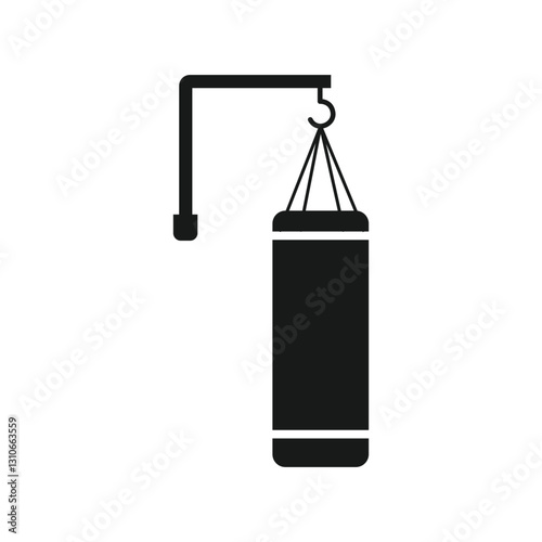 Black and white punching bag icon
