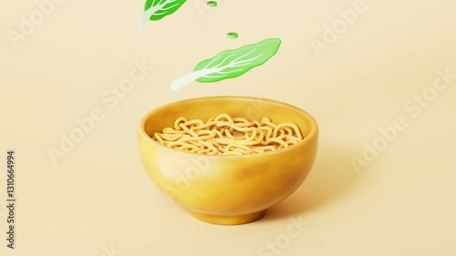 3d rendering noodles and ramen animation