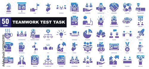 Teamwork Test Task Glyph Gradient Icon Set