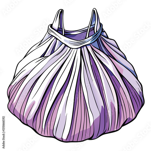 Create a highly realistic vector illustration of a single, meticulously detailed pleat in fabric, showcasing its folds and shadows.  High resolution, detailed textures.