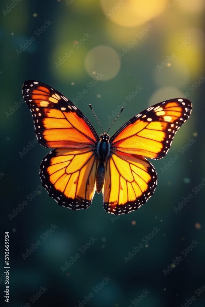 Fototapeta premium Butterfly wings in flight with subtle background blur , flying, motion, butterflies