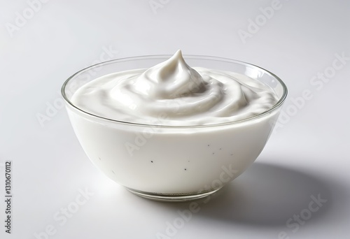 Creamy Yogurt in Glass Bowl