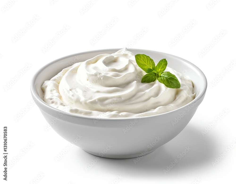 Creamy Whipped Topping in White Bowl with Mint Creamy Whipped Topping in White Bowl with Mint