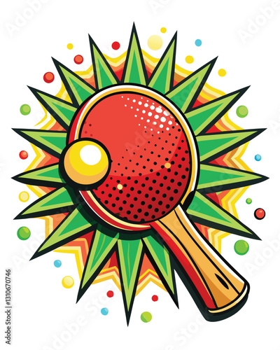 A dynamic close-up of a ping pong paddle powerfully striking a ball, creating a vibrant burst of energy and motion blur.
