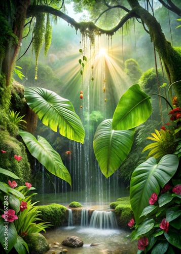 Immersive Jungle Life – Morning Dew on Ferns, Vines, and Moss-Covered Stones – Ultra HD Nature Scene