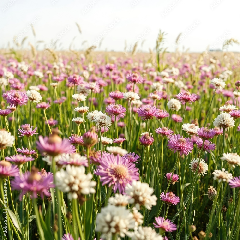 A field of wild onion flowers swaying in the wind, field, flora, bloom A field of wild onion flowers swaying in the wind, field, flora, bloom