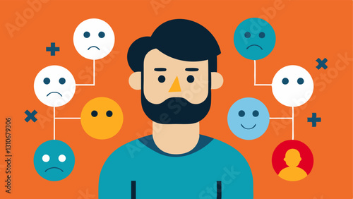 These descriptions can guide the creation of vector illustrations that effectively convey the idea of emotional contagion in social contexts.