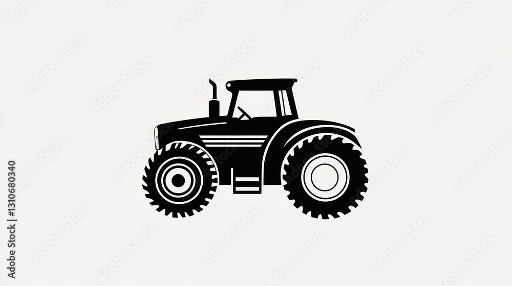 Obraz premium Silhouetted farm tractor side view