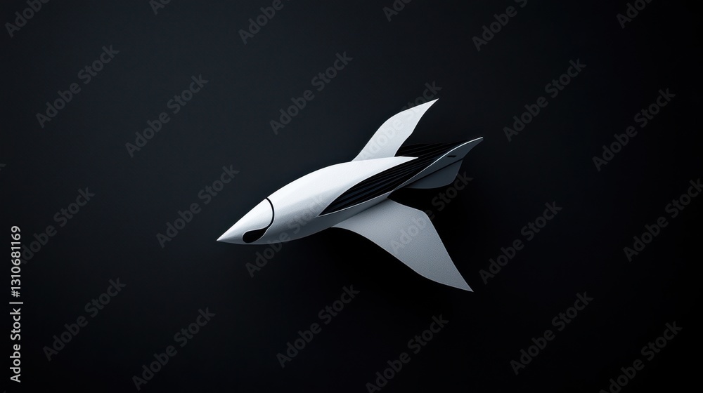 Graceful White Paper Airplane Soaring Through Clear Blue Sky with Ease Graceful White Paper Airplane Soaring Through Clear Blue Sky with Ease