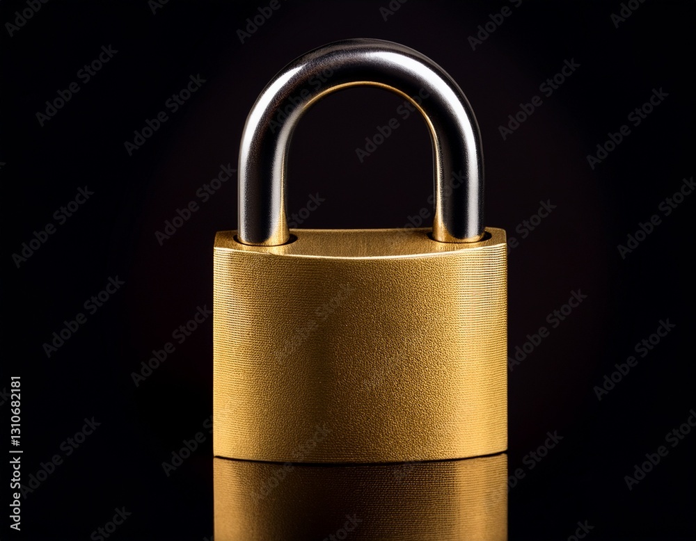 Fototapeta premium a golden lock is on a black background