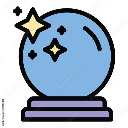 Magic ball icon in flat line style representing fortune telling mysticism and predictions ideal for spiritual and mystical concepts.