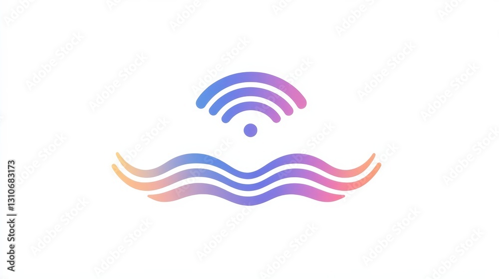 Obraz premium Wi-Fi Waves: A stylized representation of the Internet's reach, with colorful waves and a Wi-Fi symbol that evokes a sense of connectivity and modern technology. 