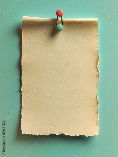 Vintage yellow square paper text box nailed to the wall