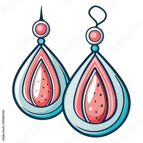 Create a minimalist vector illustration of a single dangling drop earring, emphasizing clean lines and simple shapes.  Focus on elegant design.