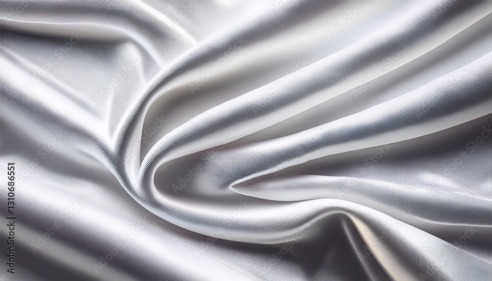 Obraz premium closeup of rippled white silk satin fabric texture background