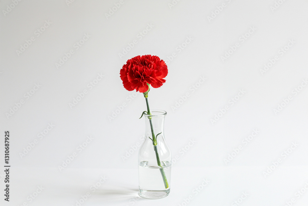 Obraz premium ガラスの花瓶に生けられたカーネーション、母の日